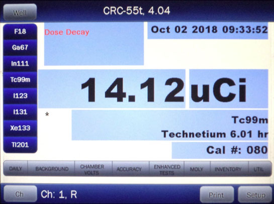 CRC-55t measurement screen